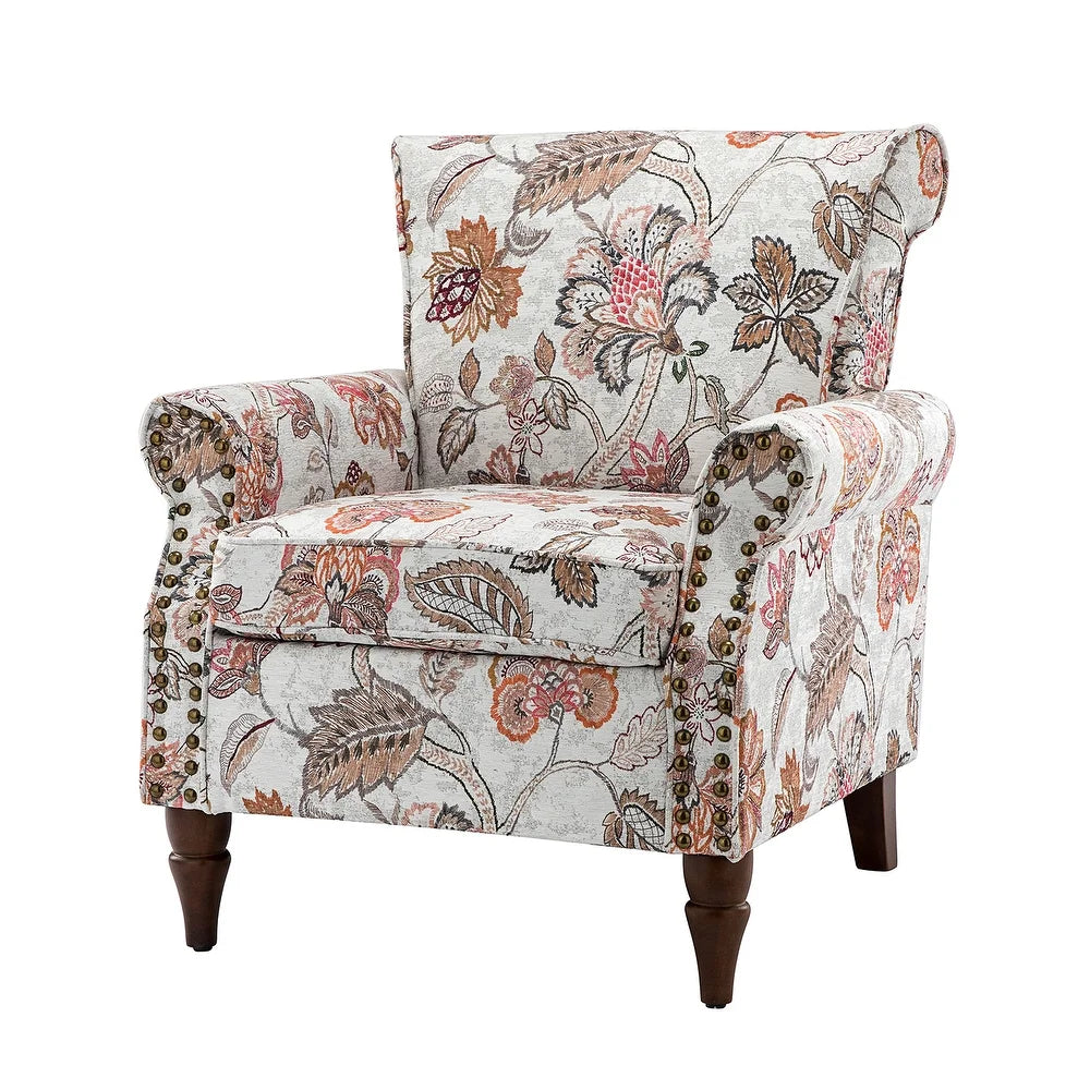 Nyctelius Nailhead Trim Traditional Accent Armchair with Rolled Arms