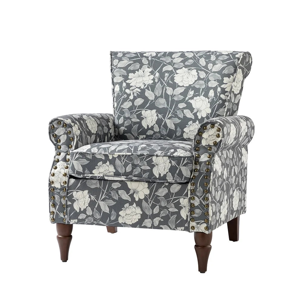 Nyctelius Nailhead Trim Traditional Accent Armchair with Rolled Arms