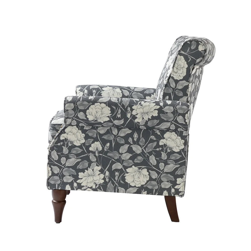 Nyctelius Nailhead Trim Traditional Accent Armchair with Rolled Arms