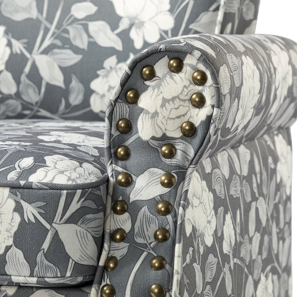 Nyctelius Nailhead Trim Traditional Accent Armchair with Rolled Arms