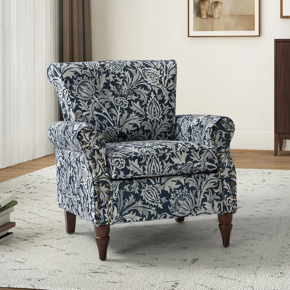 Nyctelius Nailhead Trim Traditional Accent Armchair with Rolled Arms