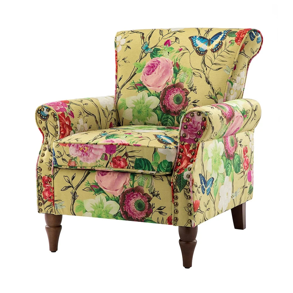 Nyctelius Nailhead Trim Traditional Accent Armchair with Rolled Arms