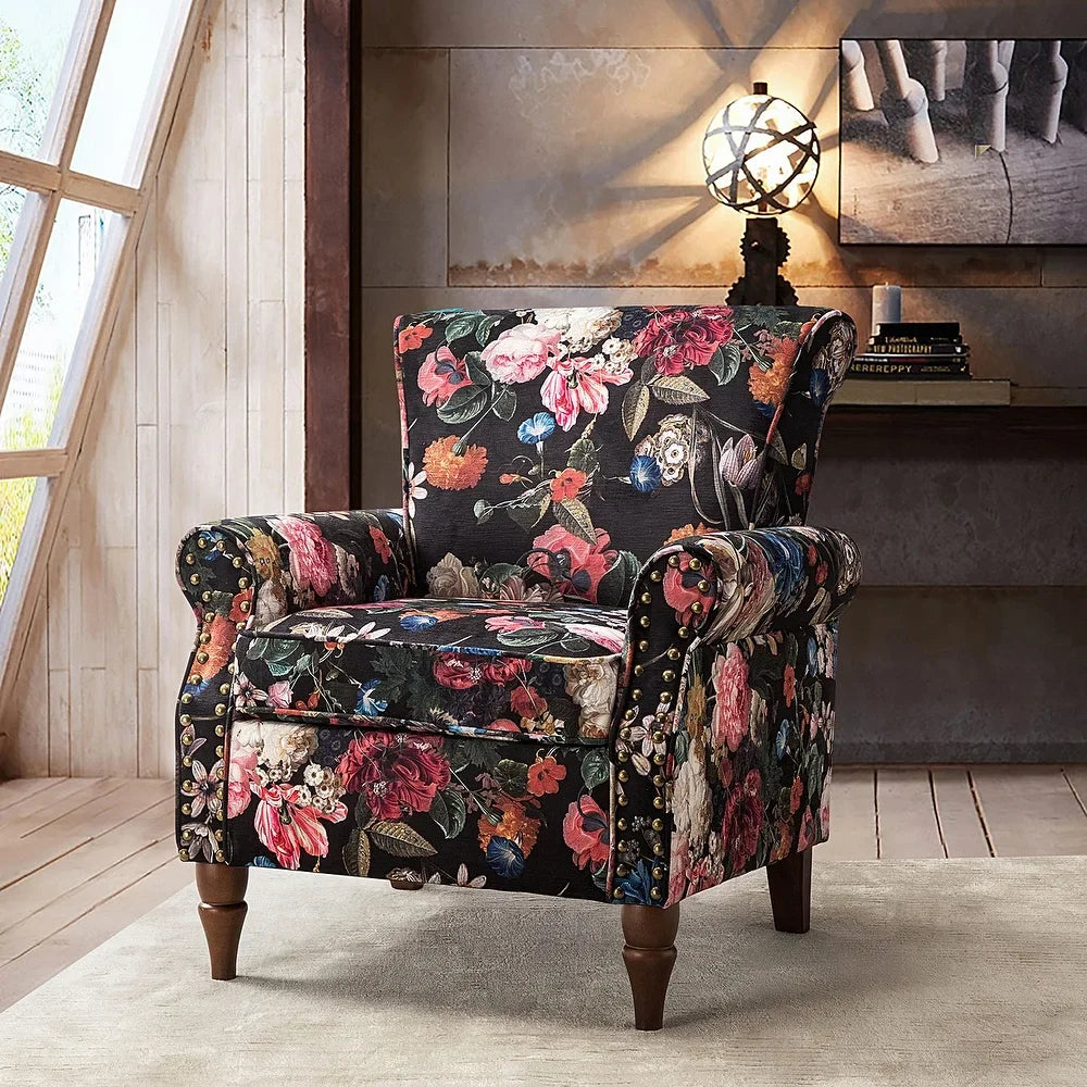Nyctelius Nailhead Trim Traditional Accent Armchair with Rolled Arms
