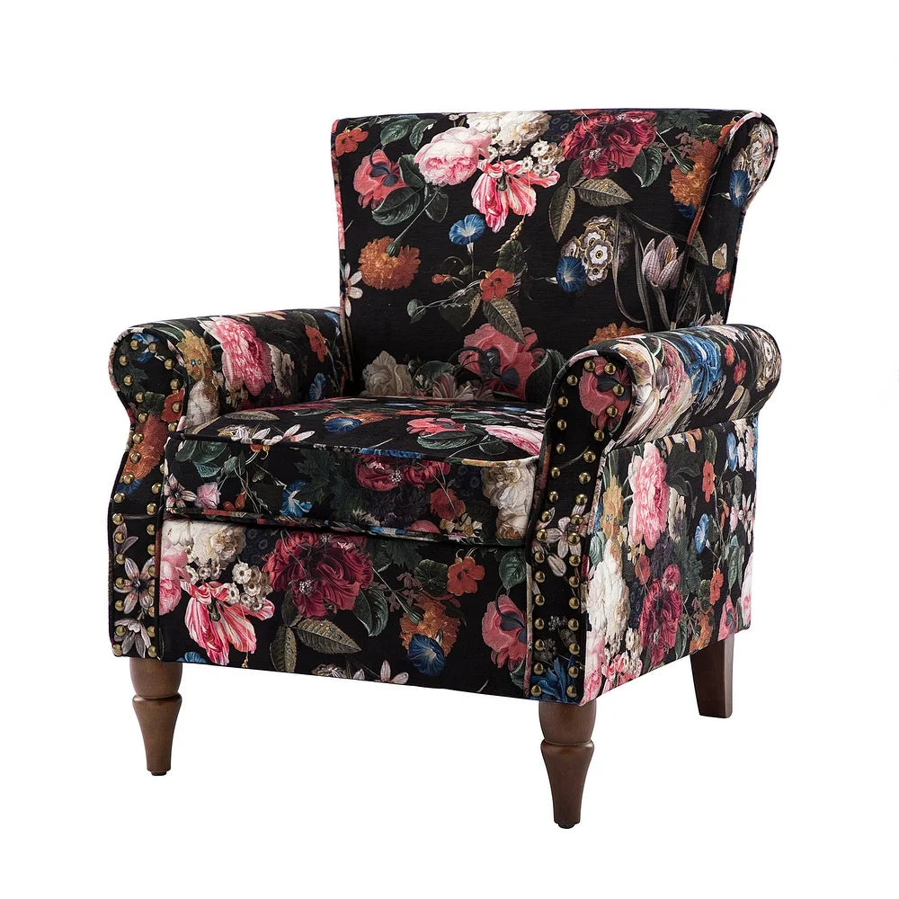 Nyctelius Nailhead Trim Traditional Accent Armchair with Rolled Arms