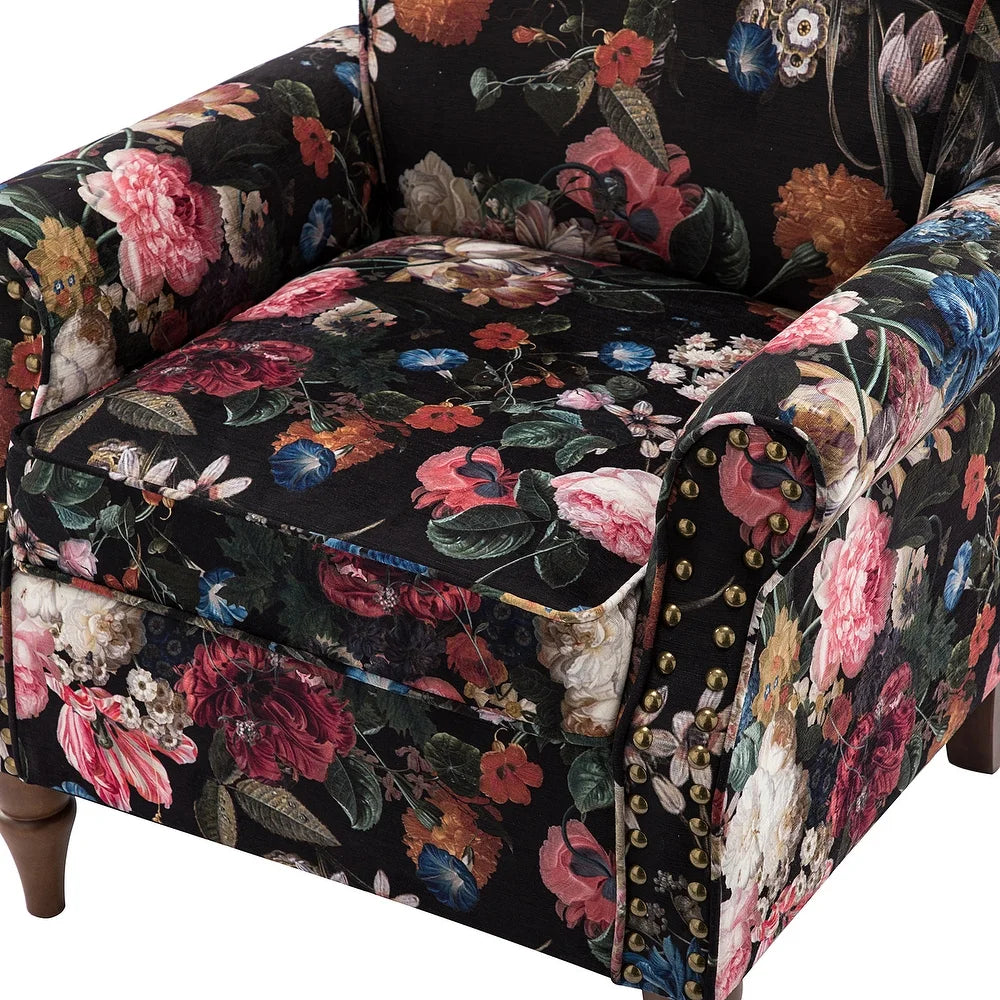 Nyctelius Nailhead Trim Traditional Accent Armchair with Rolled Arms