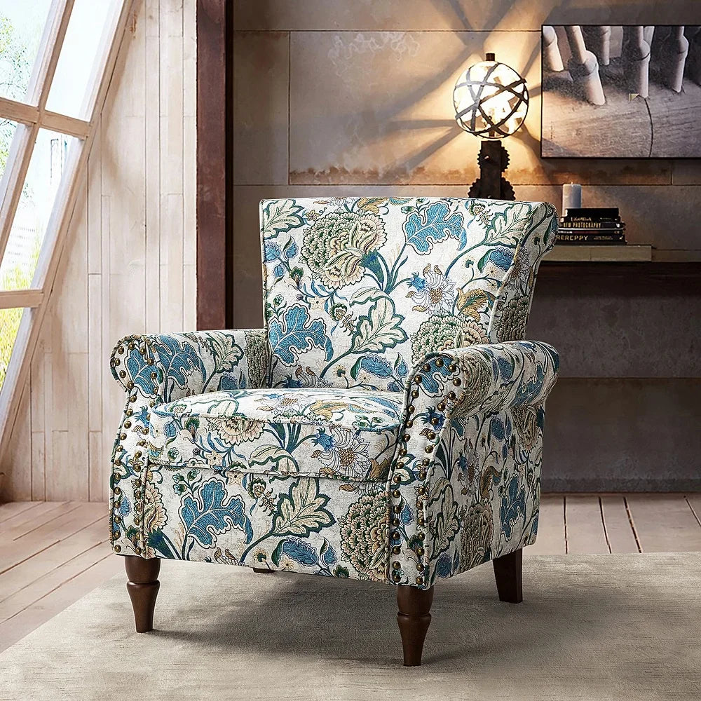 Nyctelius Nailhead Trim Traditional Accent Armchair with Rolled Arms