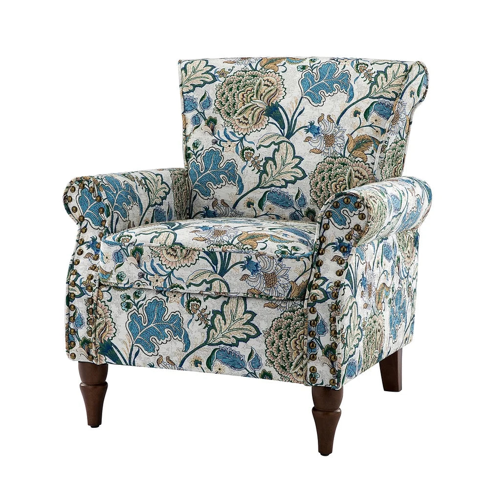 Nyctelius Nailhead Trim Traditional Accent Armchair with Rolled Arms