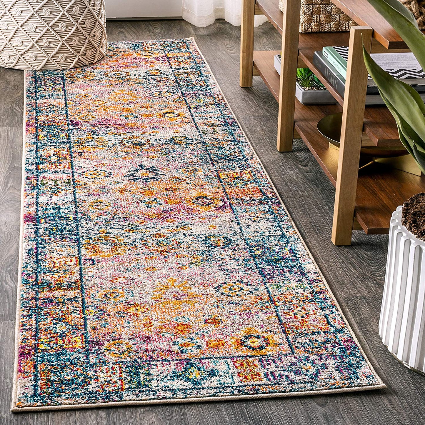 Bohemian FLAIR Boho Vintage Faded Navy/Cream Soft Area Rug