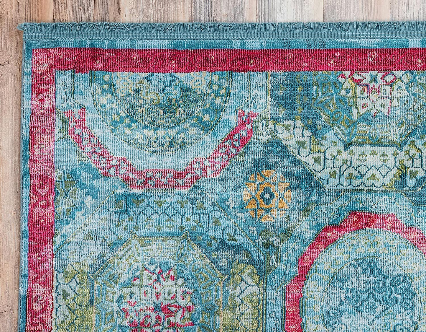 Baracoa Collection Bright Tones Vintage Traditional Turquoise Runner Area Rug