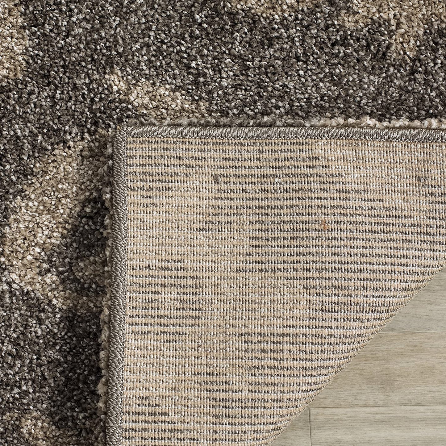 Damask Plush 1.2-inch Thick Shag Area Rug, Smoke / Beige