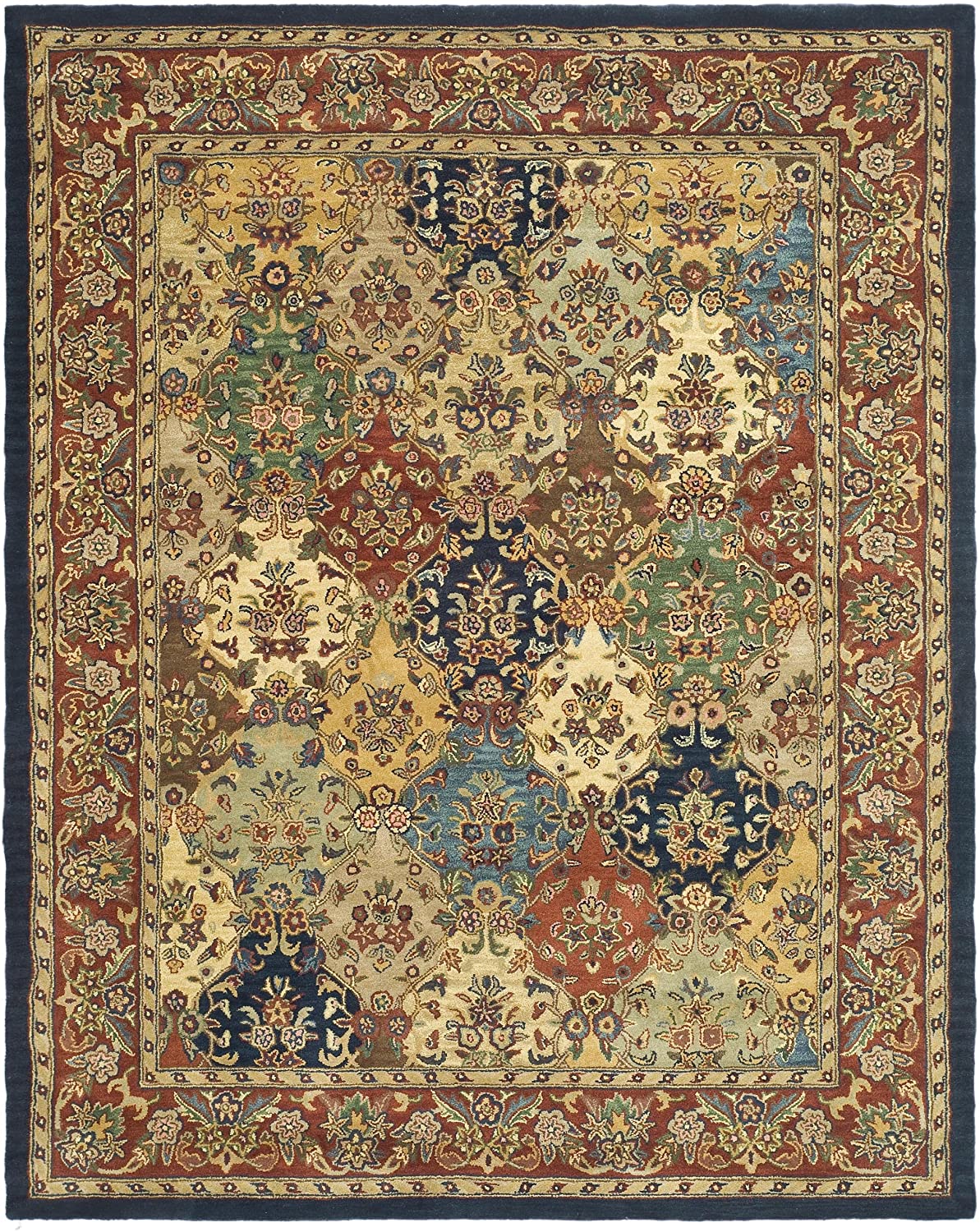 Heritage Collection Handmade Traditional Oriental Premium Wool Area Rug Multi / Burgundy
