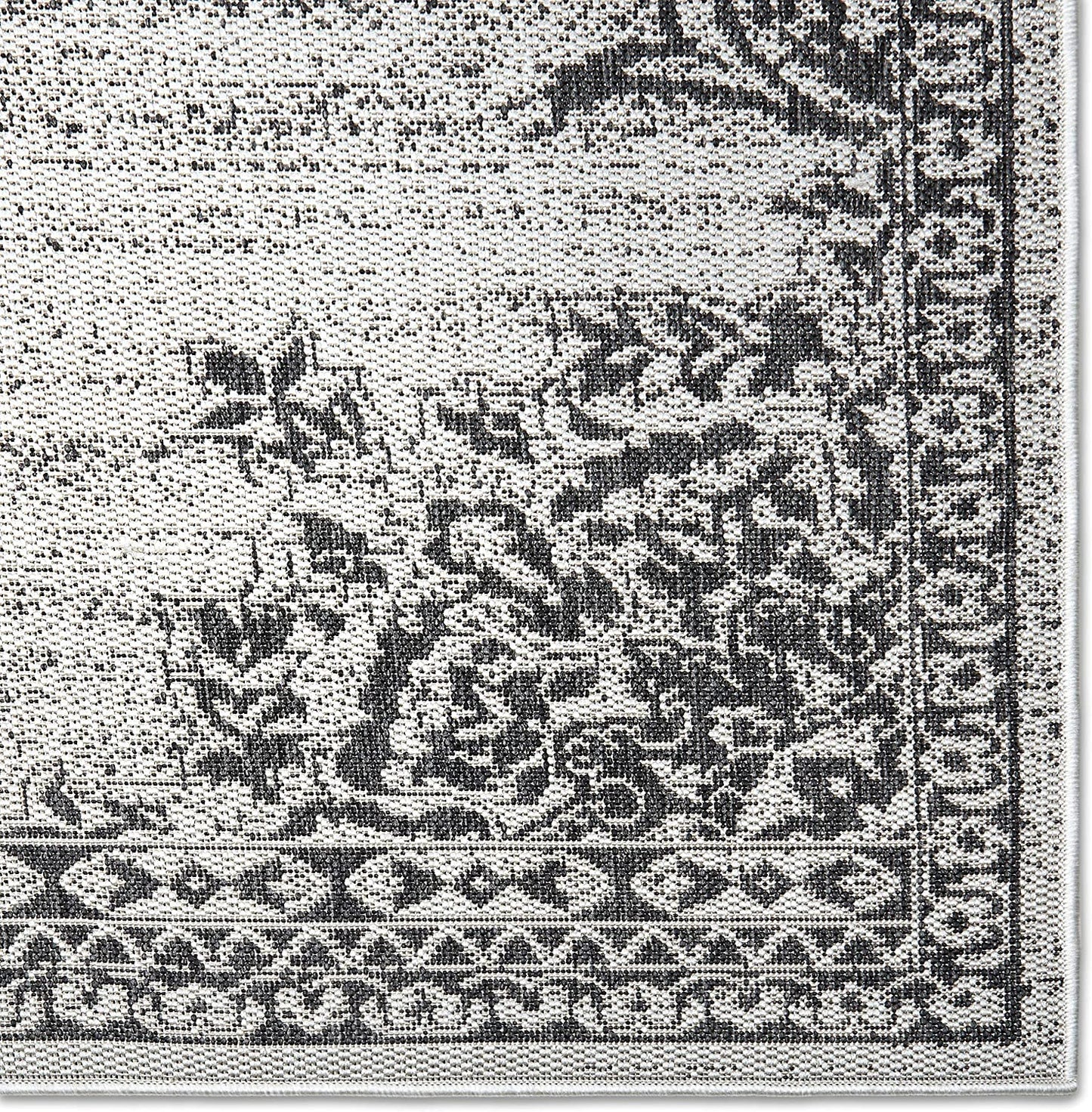 Black Grey Indoor/Outdoor Area Rug - UV/Weather Resistant