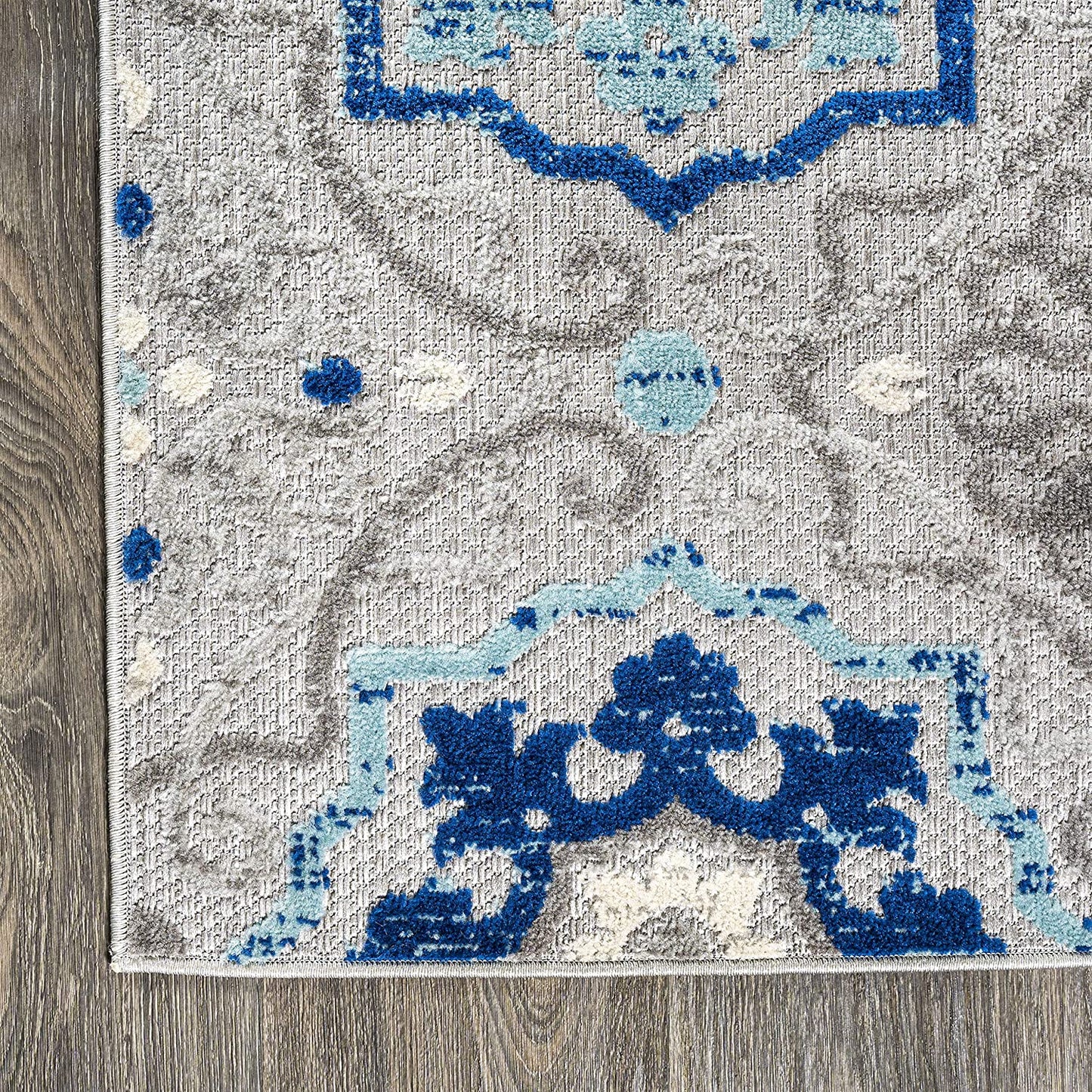 Mediterranean Medallion Boho Soft Area Rug Blue/Gray