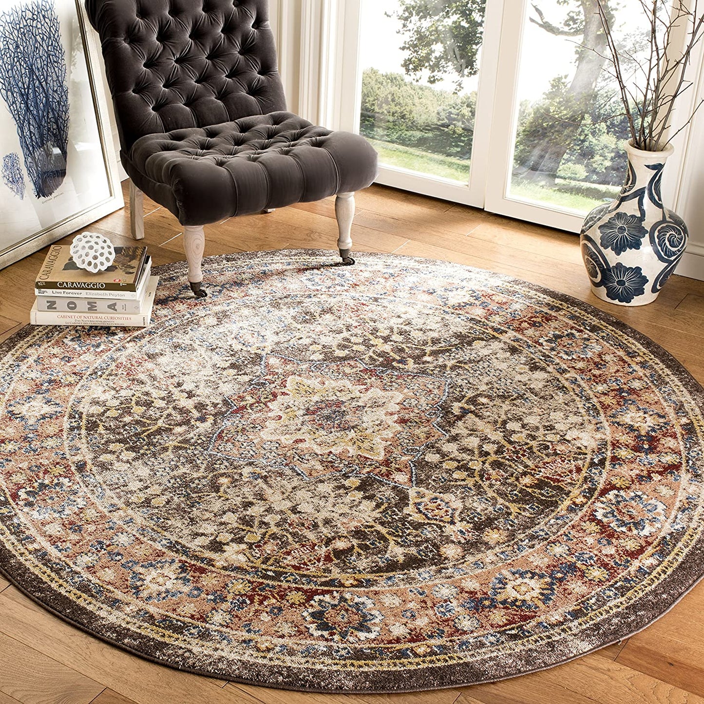 Traditional Oriental Distressed Brown / Rust Area Rug