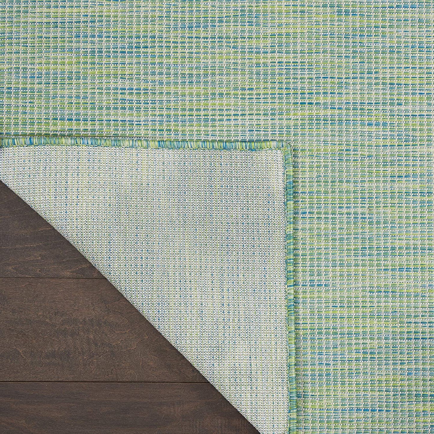 Flat-Weave Indoor/Outdoor Blue/Green Area Rug
