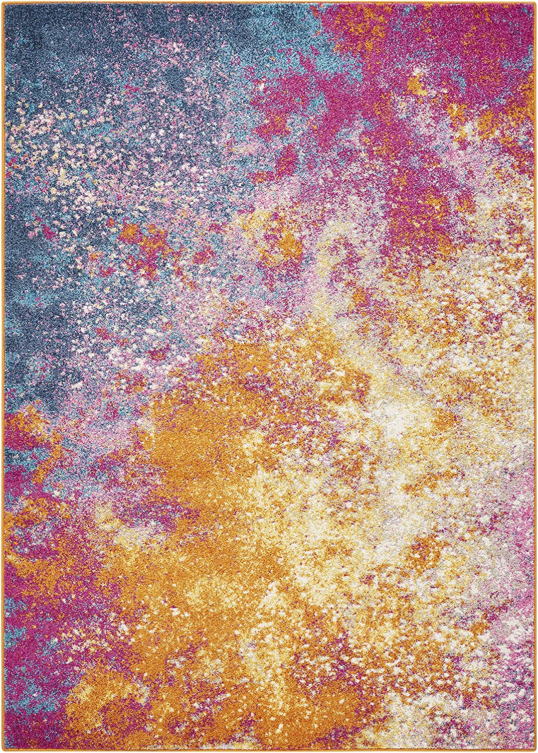 Modern Abstract Colorful Sunburst Area Rug