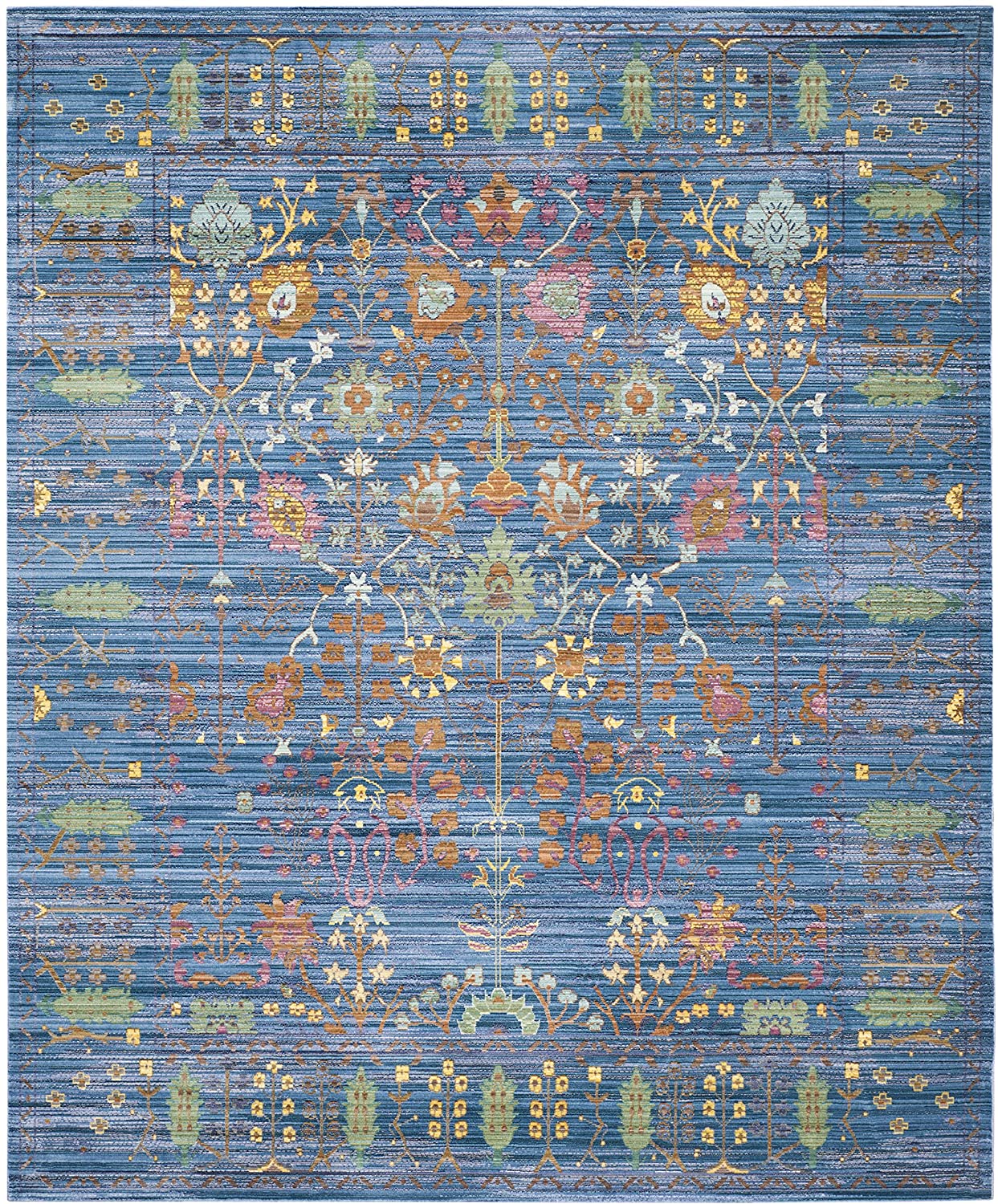 Boho Chic Distressed Area Rug, Blue / Multi
