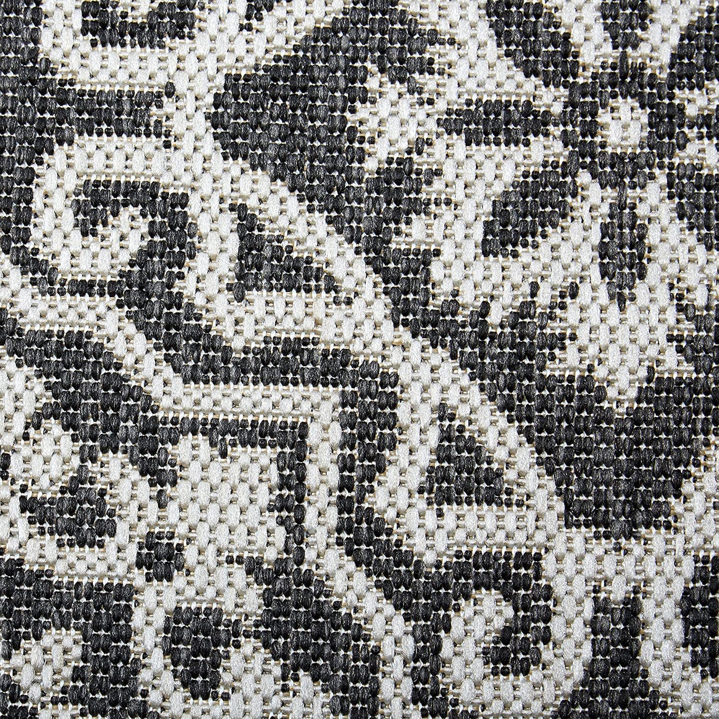 Damask Pattern Black Grey Indoor/Outdoor Area Rug - UV/Weather Resistant