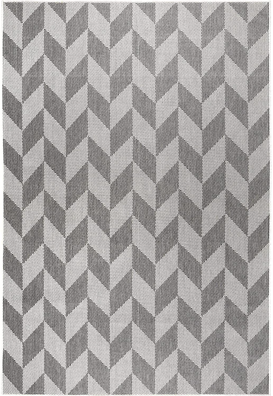 Geometric Black Grey Indoor/Outdoor Area Rug - UV/Weather Resistant