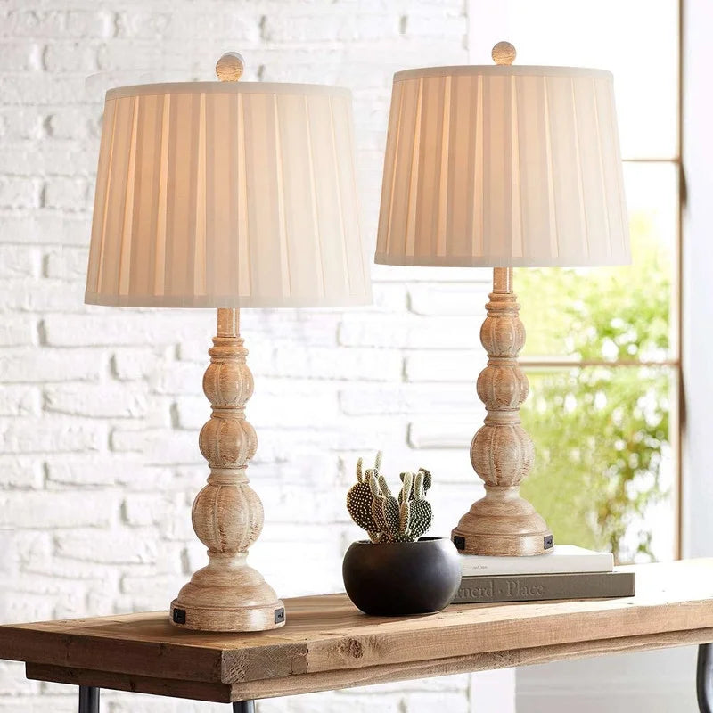 Behiye Resin USB Table Lamp,Set of 2