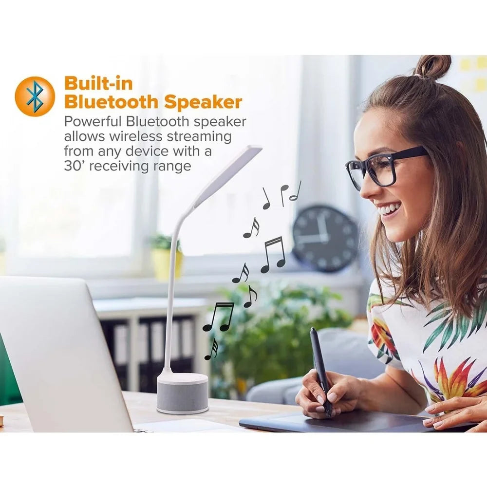 Bostitch LED Bluetooth Speaker Lamp with USB, White