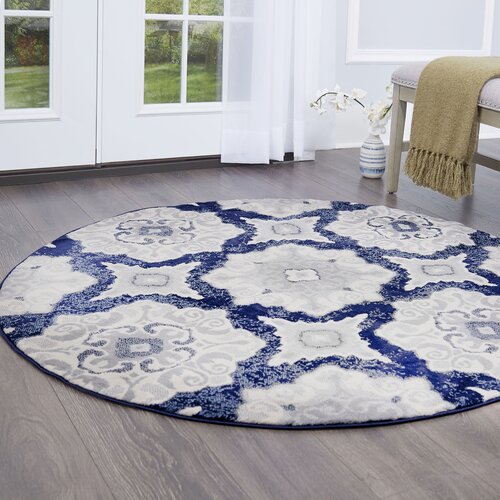Geometric Navy Blue Gray Ivory Soft Area Rugs