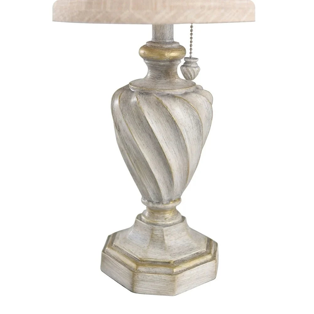 Cameron Antique White Table Lamp - Beige Shade