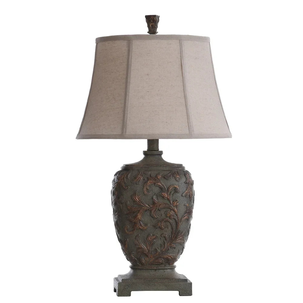 Carved Floral Traditional Gold Table Lamp