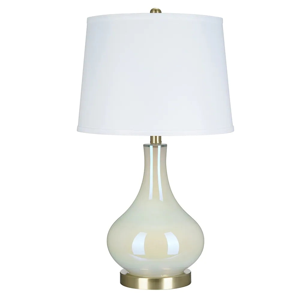 Catalina Lighting White Iridescent Glass Lamp, 25.25",