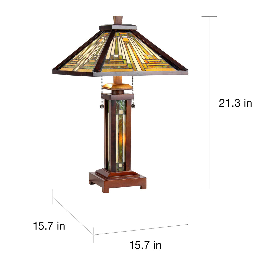 Chloe Tiffany Style Mission Design Double Lit 2+1-light Bronze Table Lamp