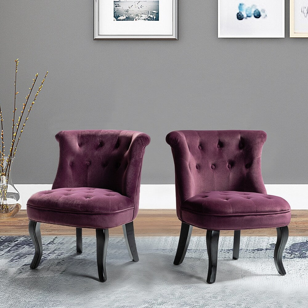 Christi Tufted Accent Chair with Black Base Set of 2