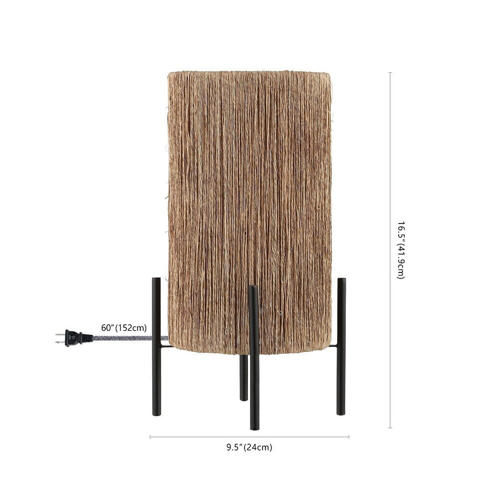 Cooper 16.5" Coastal Minimalist Rattan LED Table Lamp, Brown by JONATHAN Y