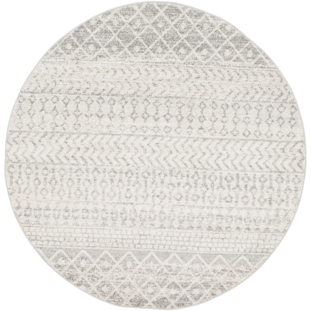 Distressed Geometric Ivory Gray Area Rug