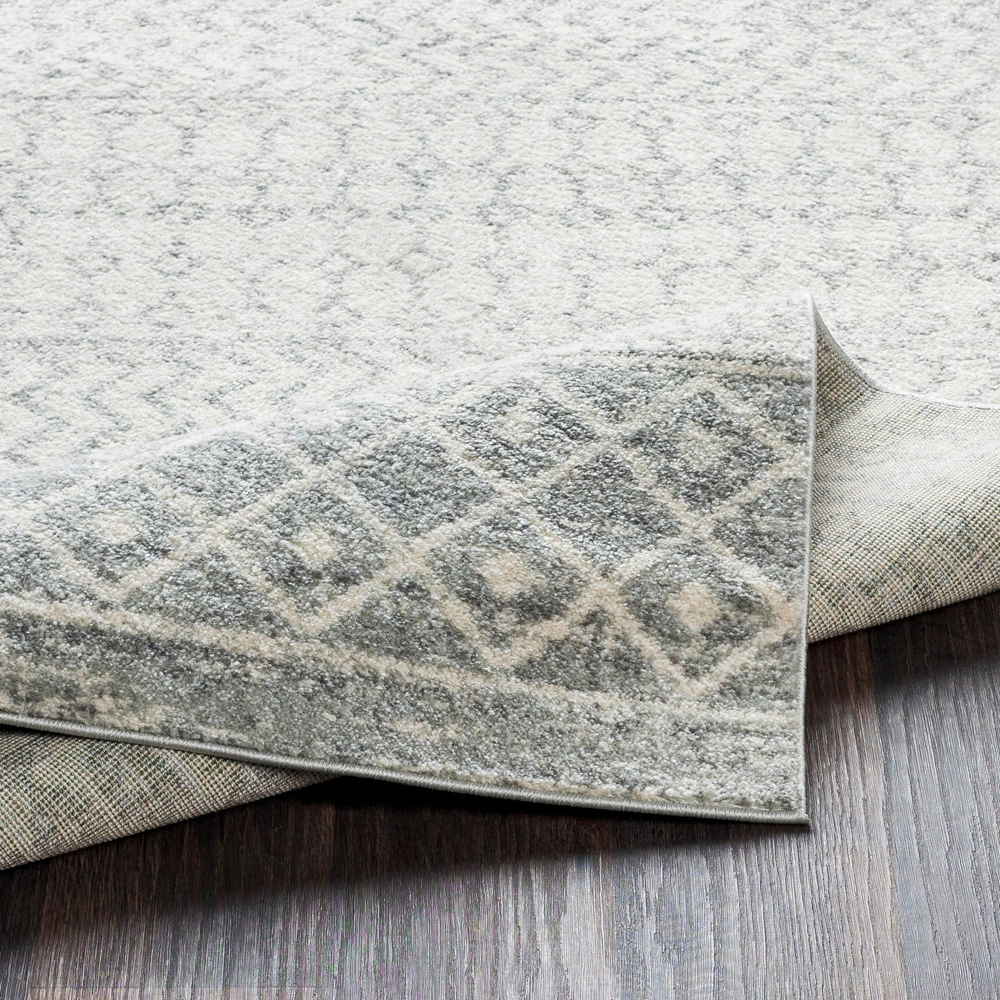Distressed Geometric Ivory Gray Area Rug