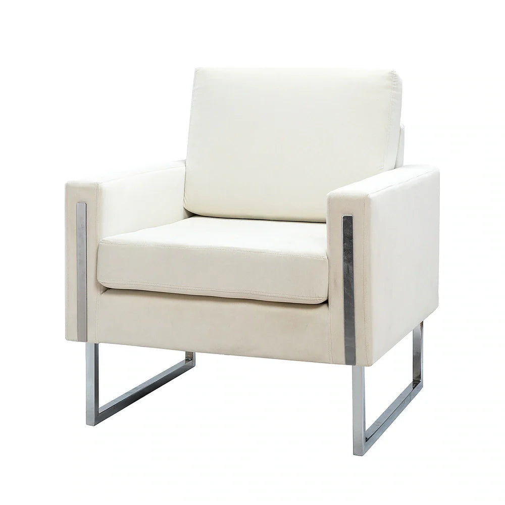 Elastus Modern Comfy Velvet Club Chair with Chic Metal Legs