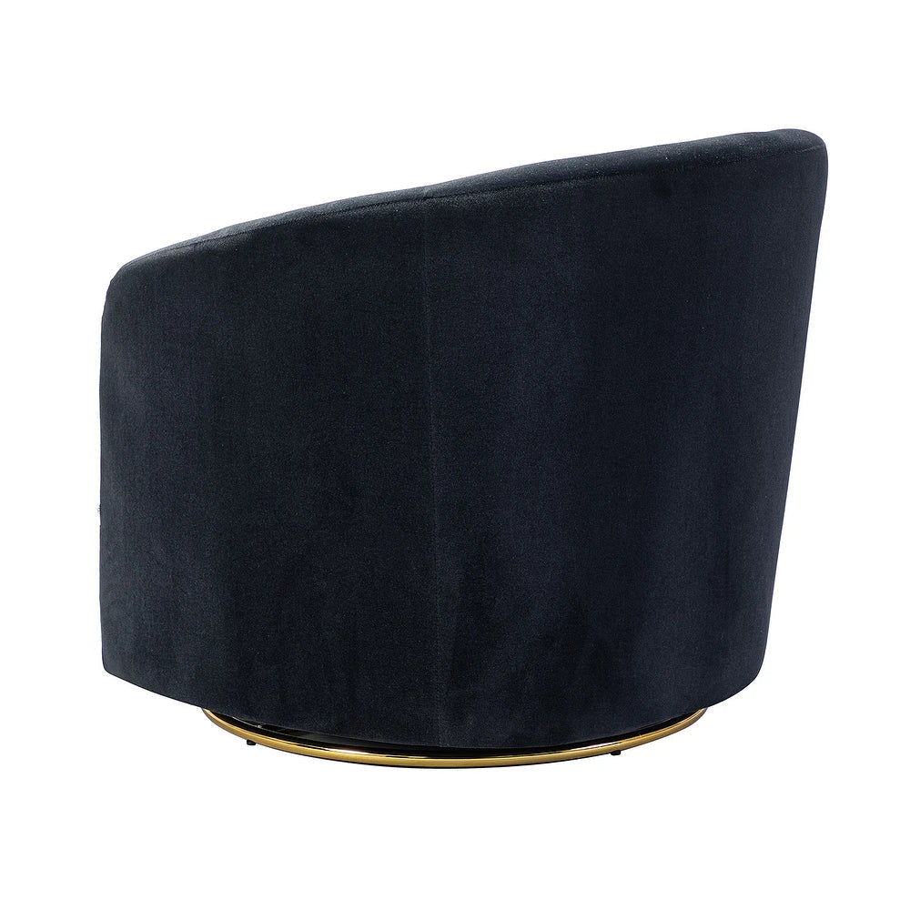 Eleuterio Modern Upholstered Swivel Accent Barrel Chair with Metal Base Set of 2