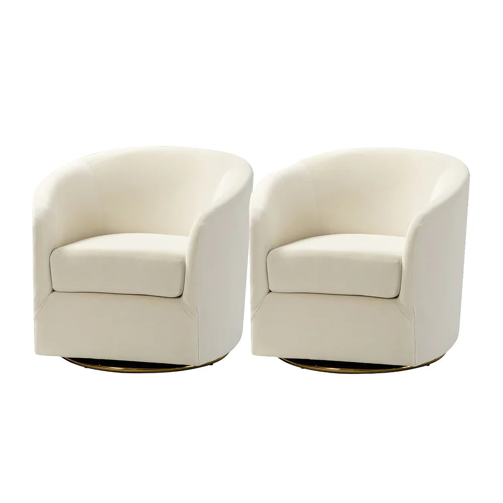 Eleuterio Modern Upholstered Swivel Accent Barrel Chair with Metal Base Set of 2
