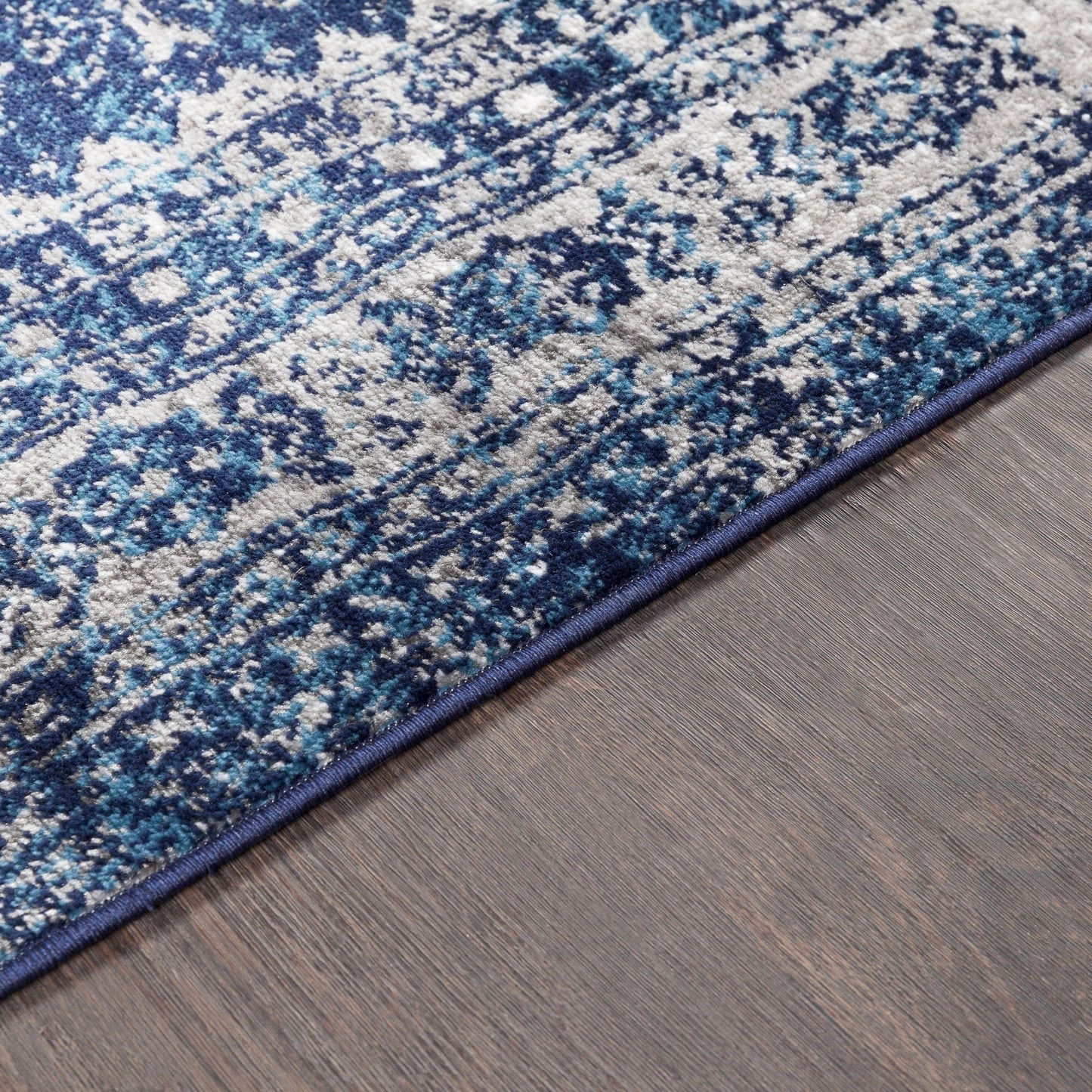 Distressed Persian Pattern Navy Blue Gray Soft Area Rug