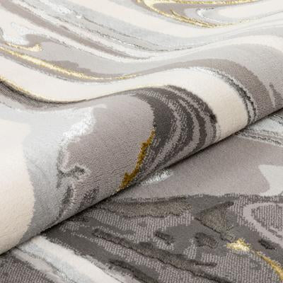 Beckley Contemporary Abstract Waves Ivory Glam Rug