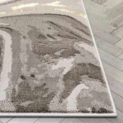 Beckley Contemporary Abstract Waves Ivory Glam Rug