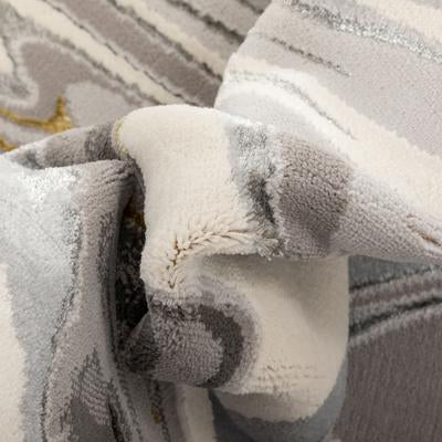 Beckley Contemporary Abstract Waves Ivory Glam Rug