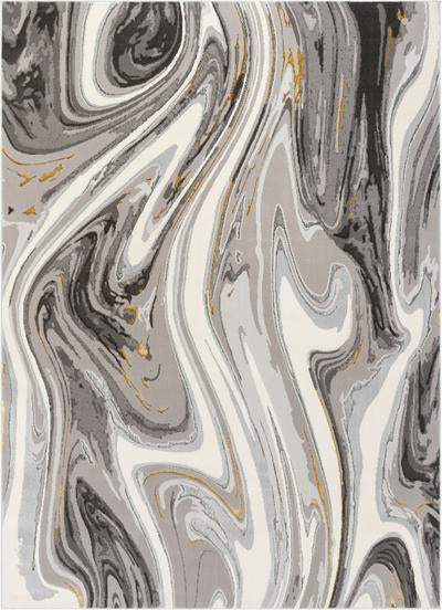 Beckley Contemporary Abstract Waves Ivory Glam Rug