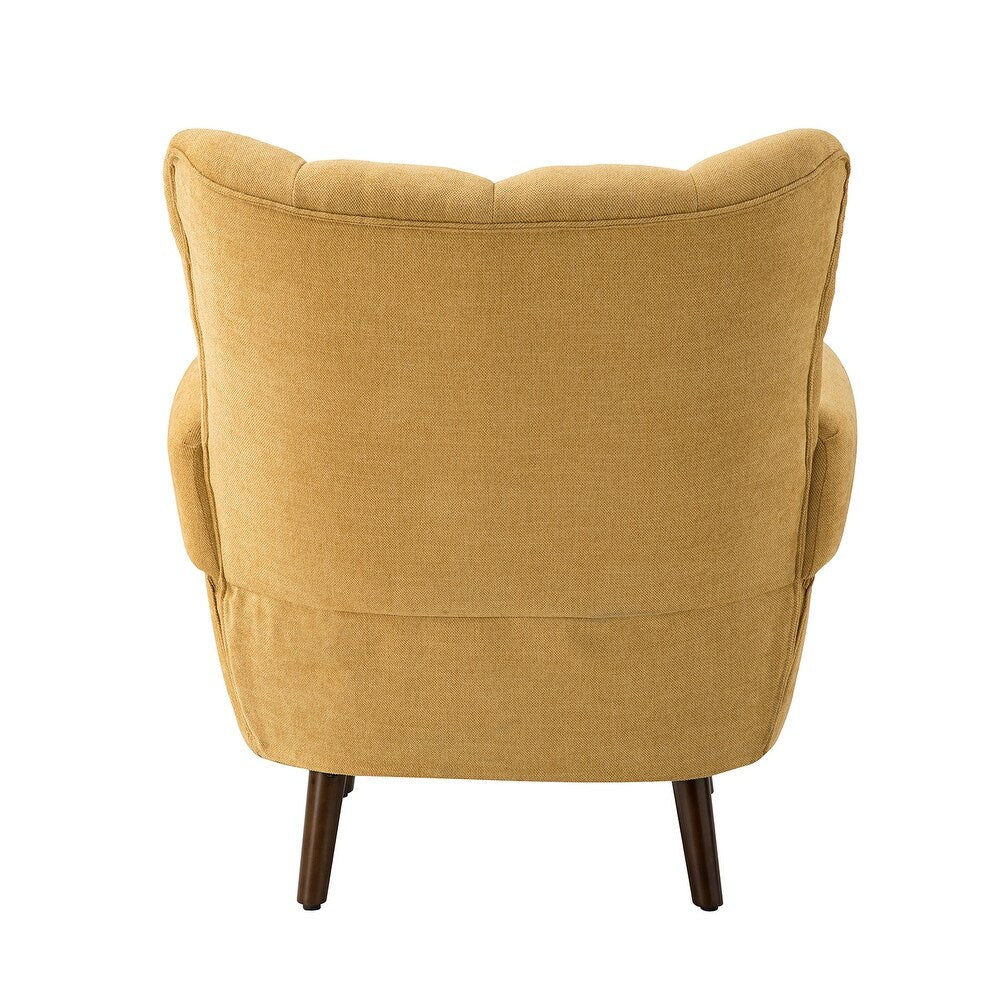 Gira Comfy Living Room Club Chair Set Of 2 with Solid Wood Legs - Orange