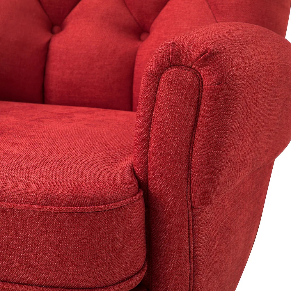 Gira Comfy Living Room Club Chair Set Of 2 with Solid Wood Legs - Orange