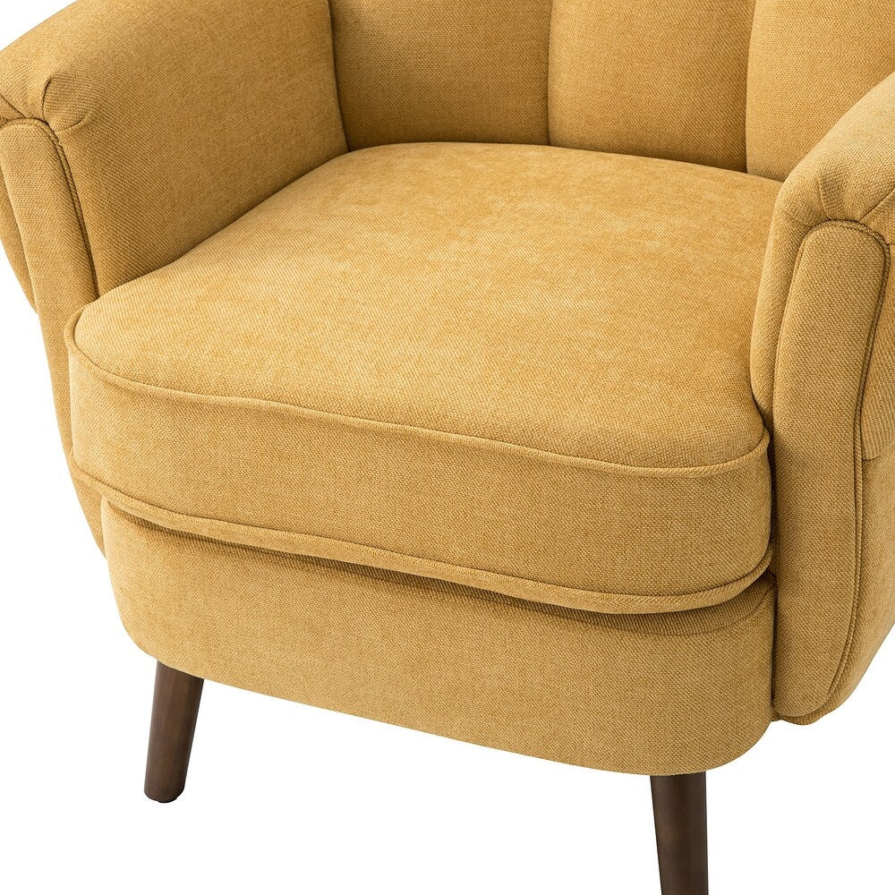 Gira Comfy Living Room Club Chair Set Of 2 with Solid Wood Legs - Orange