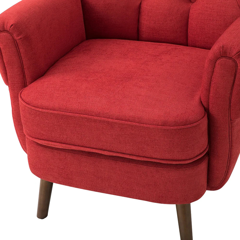 Gira Comfy Living Room Club Chair Set Of 2 with Solid Wood Legs - Orange
