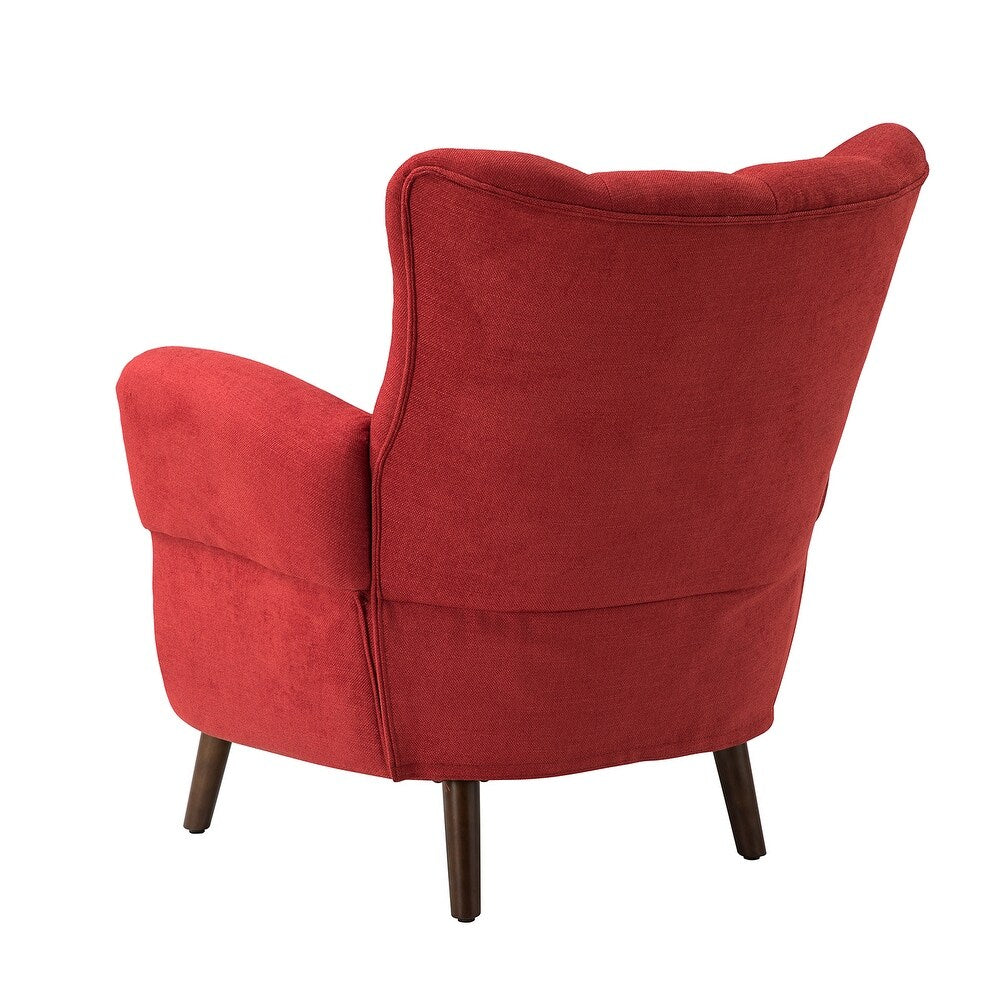 Gira Comfy Living Room Club Chair Set Of 2 with Solid Wood Legs - Orange