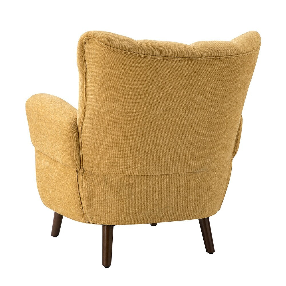 Gira Comfy Living Room Club Chair Set Of 2 with Solid Wood Legs - Orange