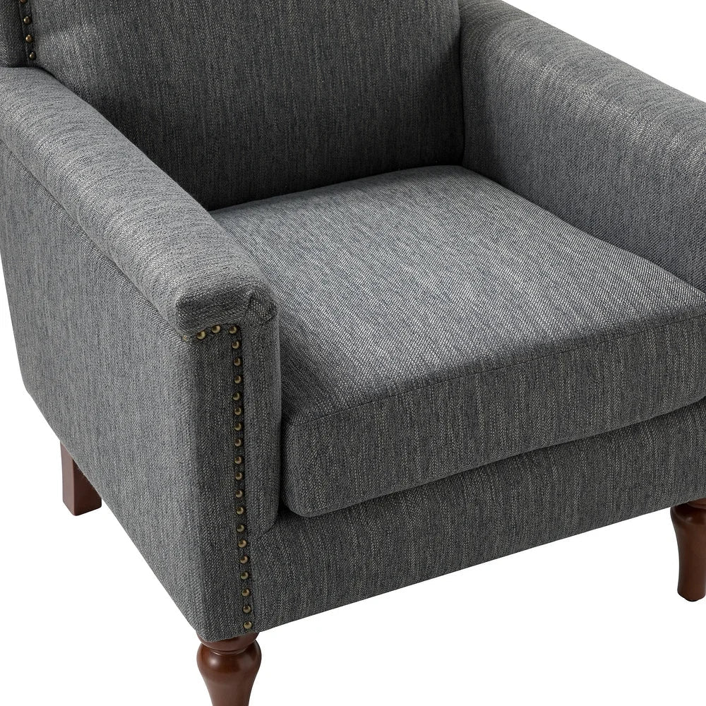 Giul Wooden Upholstered Armchair set of 2 with Built-in Sinuous Spring