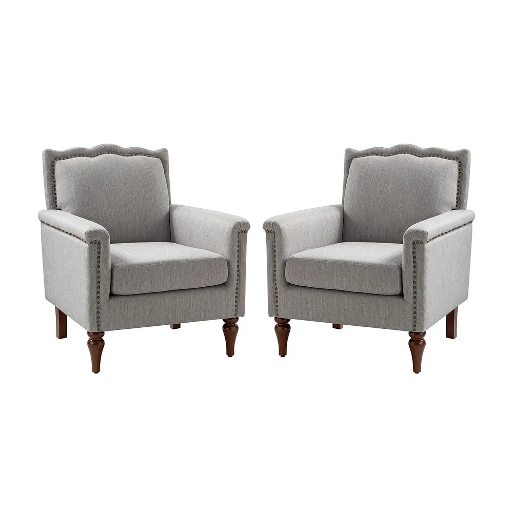 Giul Wooden Upholstered Armchair set of 2 with Built-in Sinuous Spring